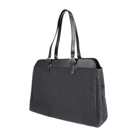 Celine C Macadam Canvas Leather Tote Bag Black - Picture 2 of 9